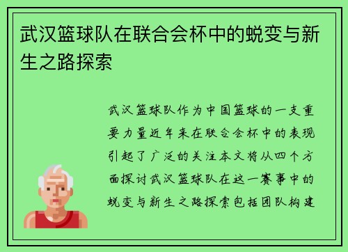 武汉篮球队在联合会杯中的蜕变与新生之路探索